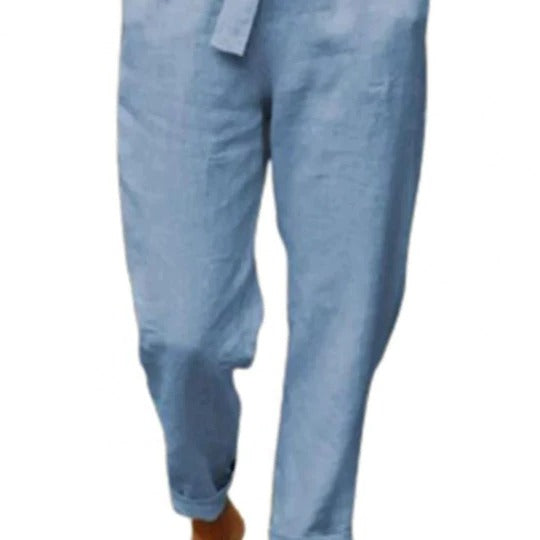 Casual Top and Pants Set with Round Neck and Braided Accent Detail All Vera Mart