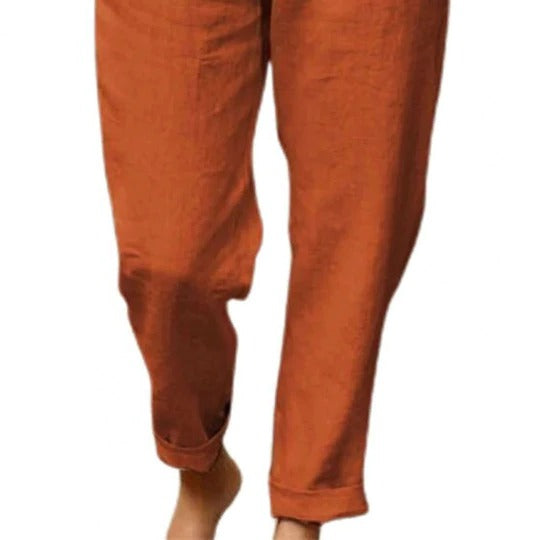 Casual Top and Pants Set with Round Neck and Braided Accent Detail All Vera Mart