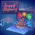 3D Birthday Card with LED Lights and Birthday Music, Pop-Up Cake Design All Vera Mart
