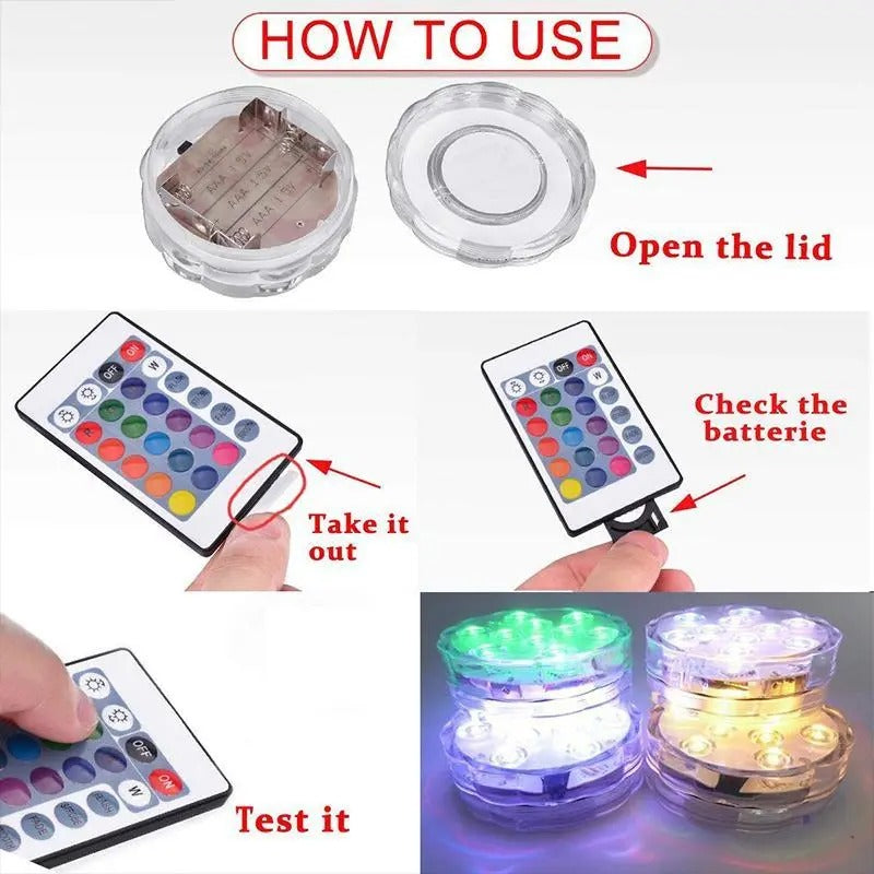 Waterproof LED Pool Light with 16-Color Remote and 360-Degree Illumination All Vera Mart