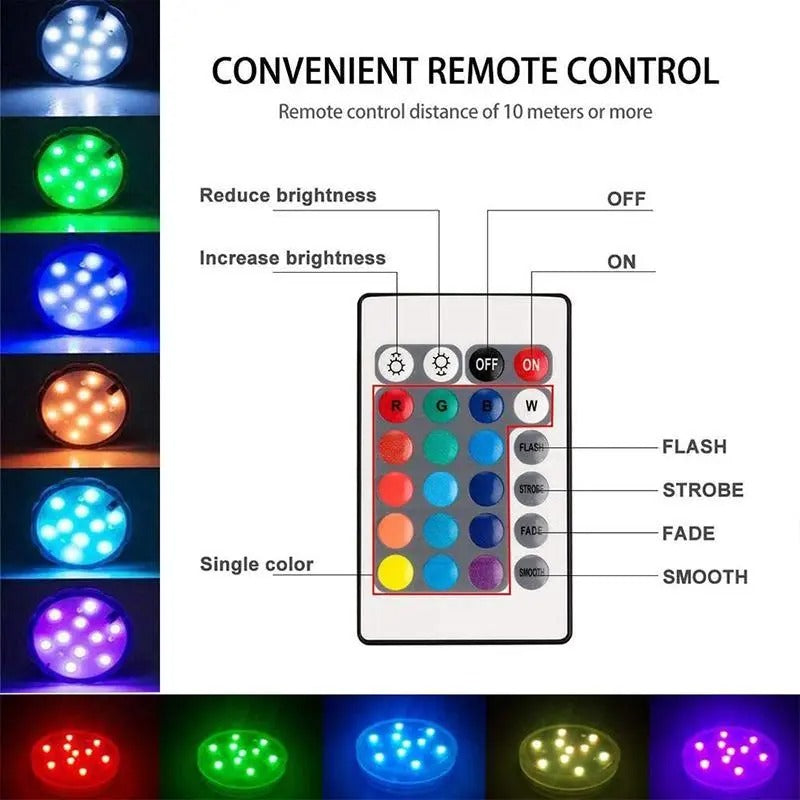 Waterproof LED Pool Light with 16-Color Remote and 360-Degree Illumination All Vera Mart