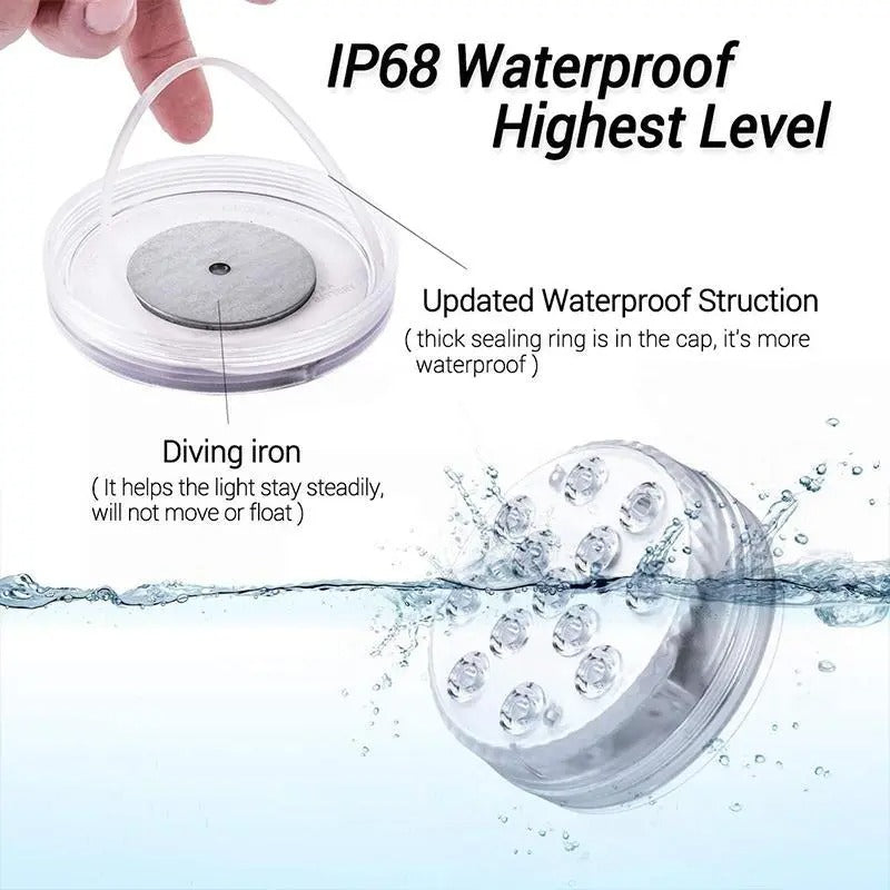 Waterproof LED Pool Light with 16-Color Remote and 360-Degree Illumination All Vera Mart