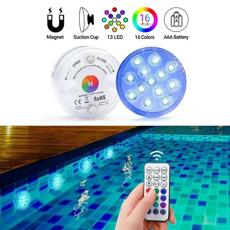 Waterproof LED Pool Light with 16-Color Remote and 360-Degree Illumination All Vera Mart