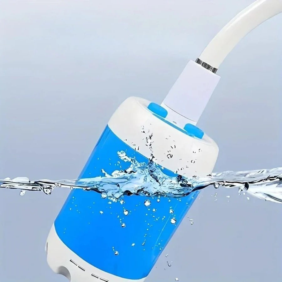 USB Rechargeable Portable Shower Pump with a Handheld Shower Head and Adjustable Water Pressure