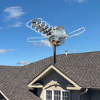 Motorized Outdoor TV Antenna with 360 Degree Rotation Remote and Steel Pole Mount