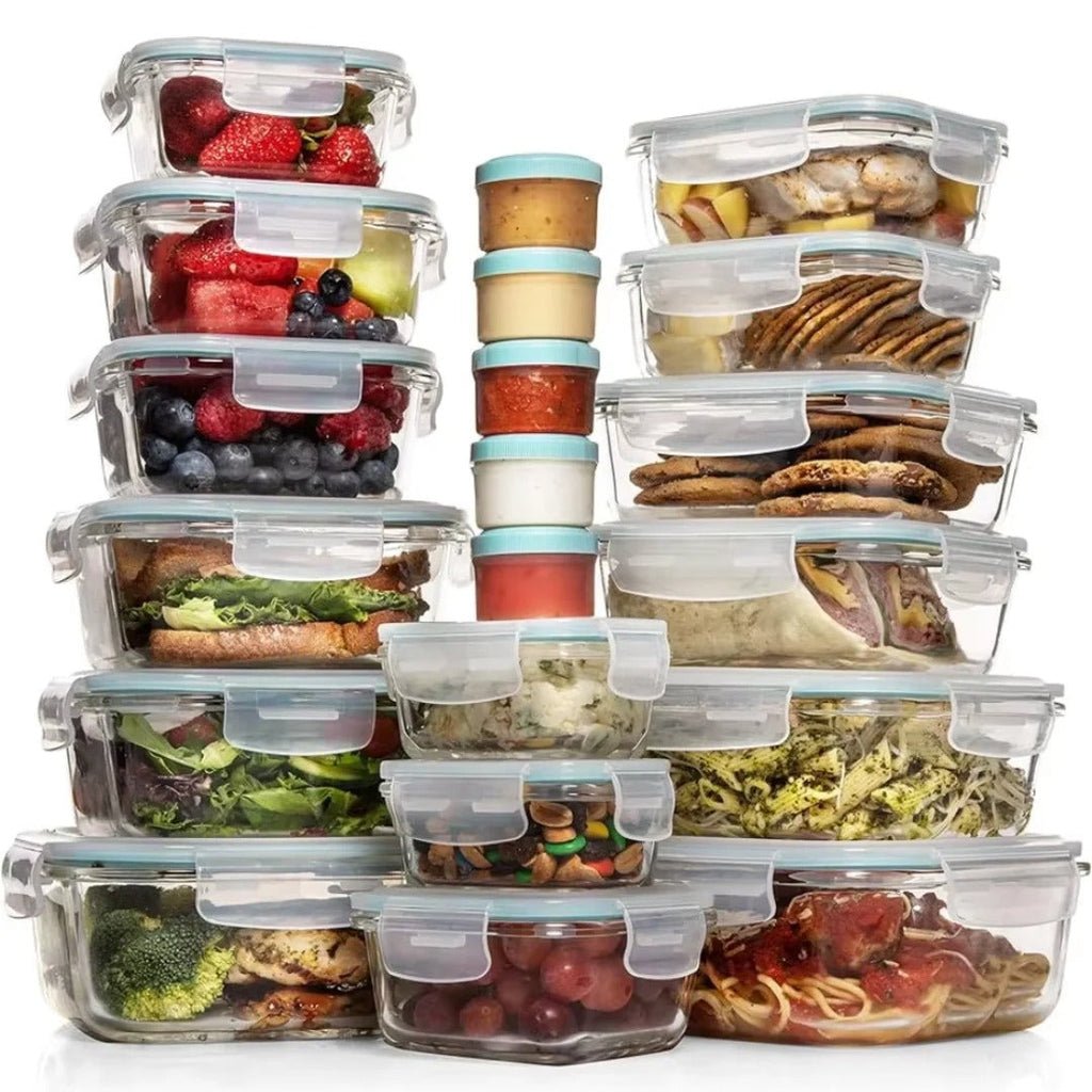 Food Storage Container Set with Airtight Lids and Sauce Containers, Stackable Organization All Vera Mart
