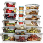 Food Storage Container Set with Airtight Lids and Sauce Containers, Stackable Organization All Vera Mart