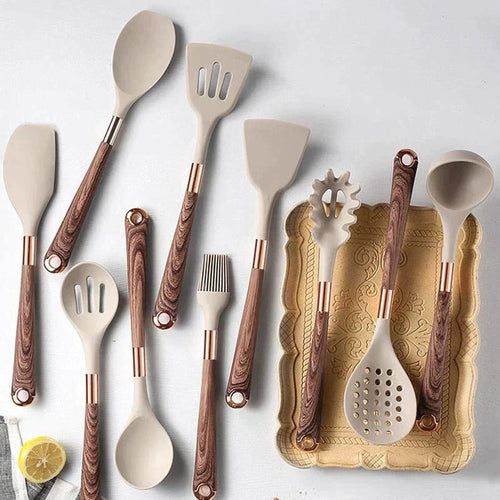 10-Piece Non-Scratch Cooking Utensil Set with Heat-Resistant Handles All Vera Mart