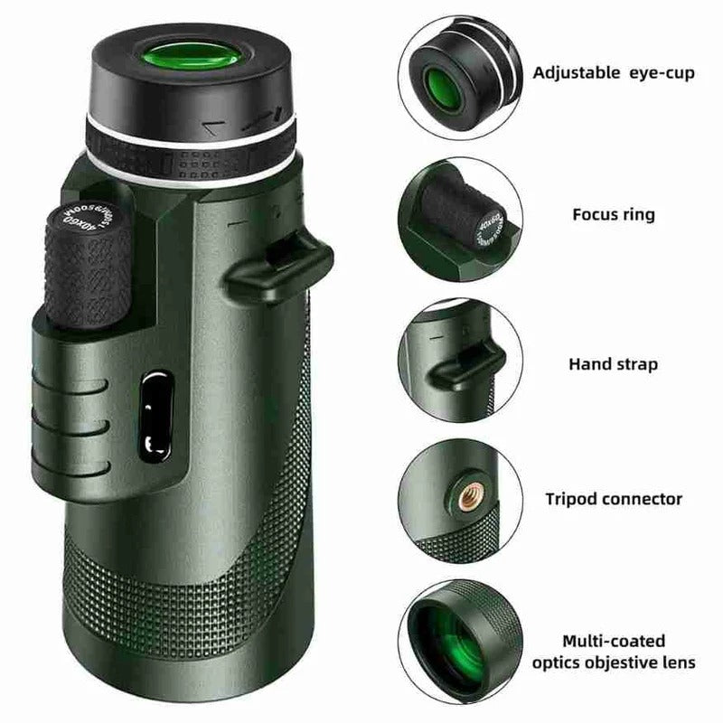 Monocular with 600X Magnification and Multi-Layer Lens System for Wildlife Observation All Vera Mart