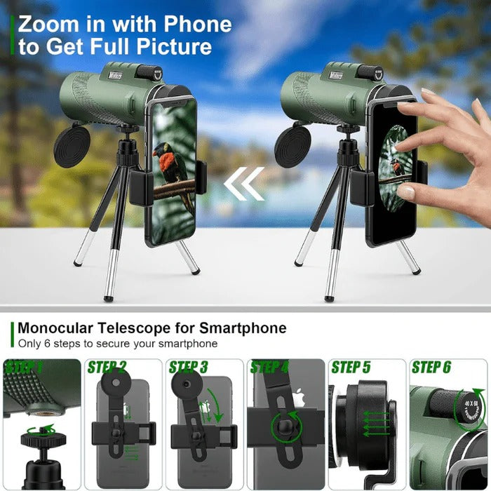 Monocular with 600X Magnification and Multi-Layer Lens System for Wildlife Observation All Vera Mart