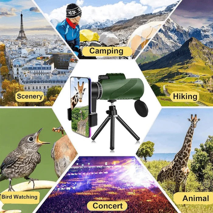 Monocular with 600X Magnification and Multi-Layer Lens System for Wildlife Observation All Vera Mart