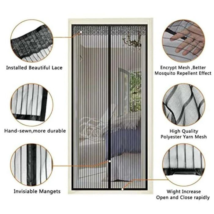 Automatic Magnetic Door Screen with Tear Resistant Mesh and Self-Closing Magnets All Vera Mart