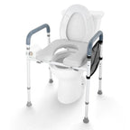 Adjustable Height Raised Toilet Seat Frame with Padded Armrests and Aluminum Body