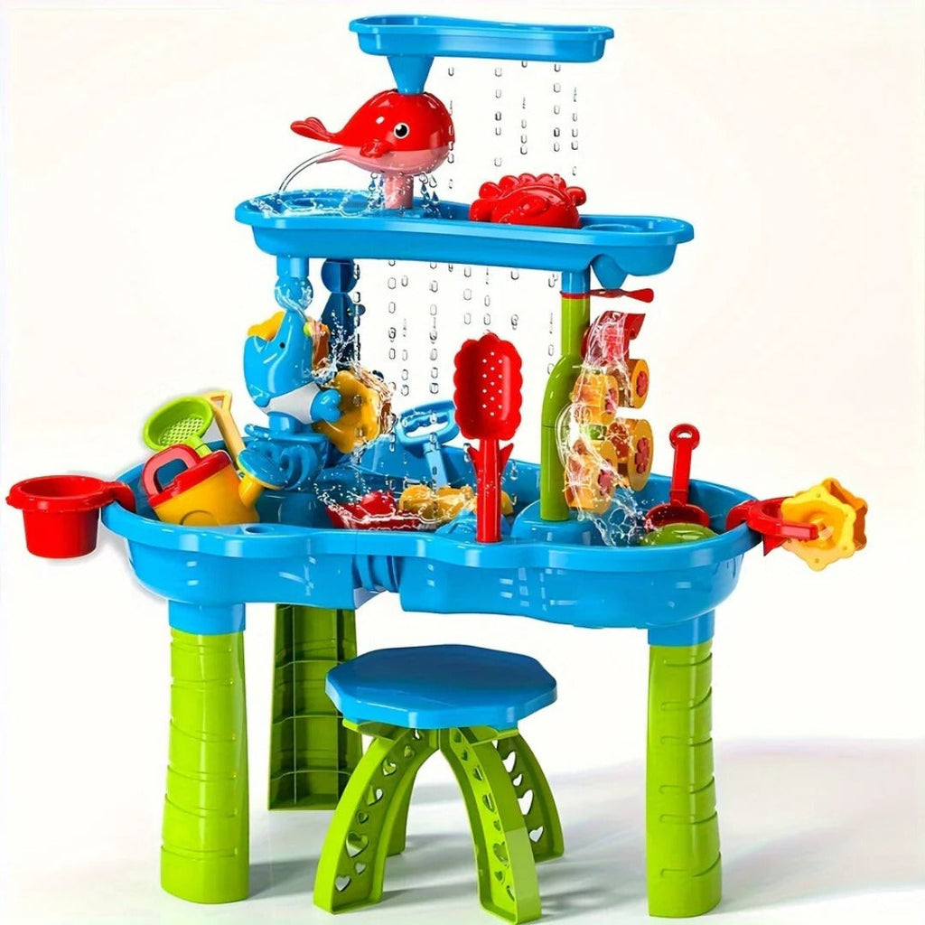 Sand and Water Play Table with 15 Accessories and Divided Zones for Kids 3+ All Vera Mart