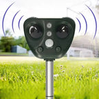 Solar Bird Repellent with Ultrasonic Pulses and Flashing LED Light, USB Backup All Vera Mart