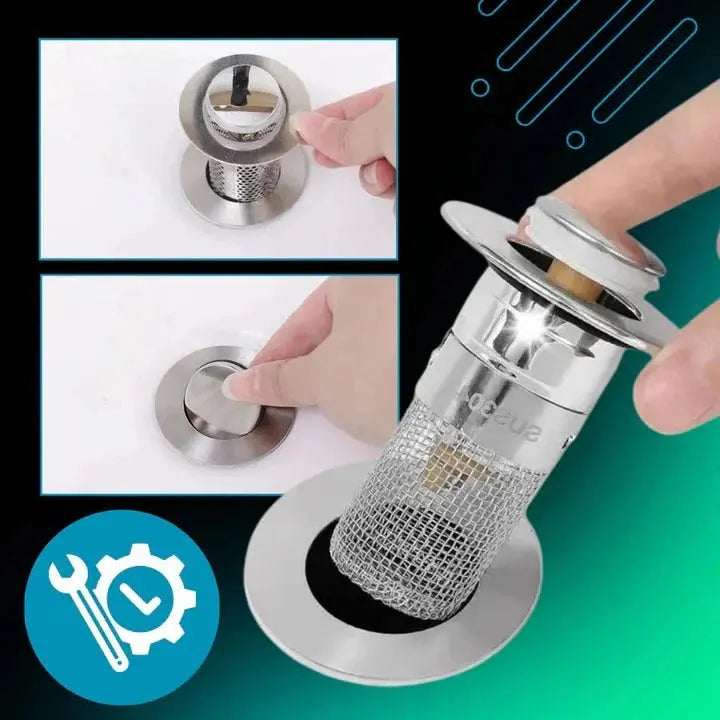 Sink Stopper with Pop Up Plug and Removable Strainer, Dual-Layer Silicone Seal All Vera Mart