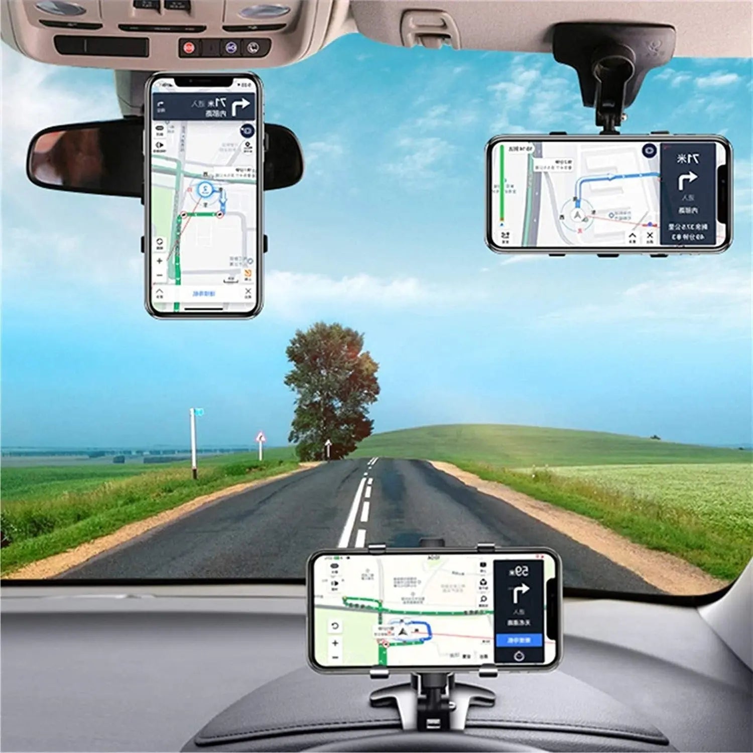 Car Phone Mount with 360-Degree Rotation and Multiple Mounting Options, One-Handed Release All Vera Mart