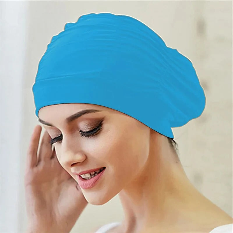 Turban Swimming Cap with Twist Front and Stretch Fit for All Hair Types All Vera Mart