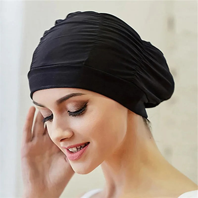 Turban Swimming Cap with Twist Front and Stretch Fit for All Hair Types All Vera Mart