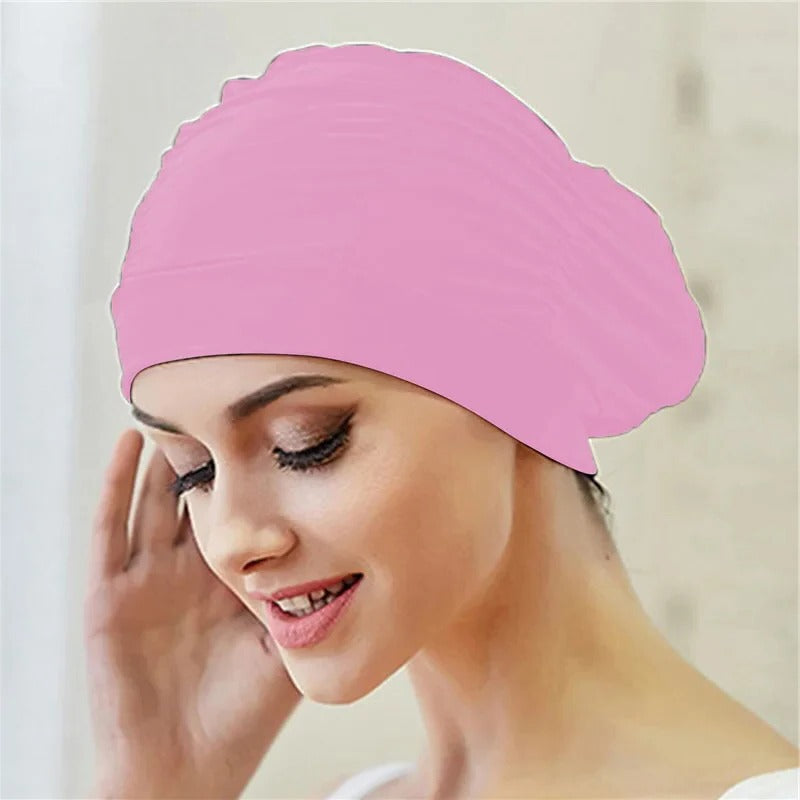Turban Swimming Cap with Twist Front and Stretch Fit for All Hair Types All Vera Mart