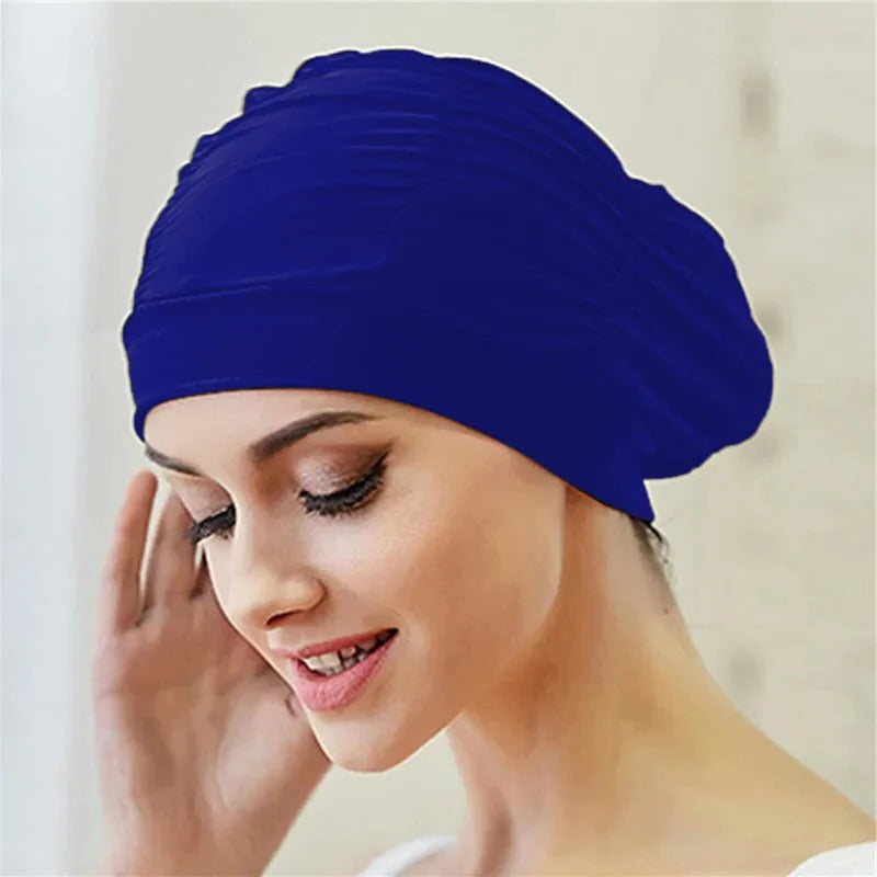 Turban Swimming Cap with Twist Front and Stretch Fit for All Hair Types All Vera Mart