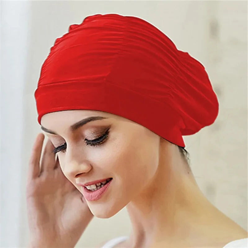 Turban Swimming Cap with Twist Front and Stretch Fit for All Hair Types All Vera Mart
