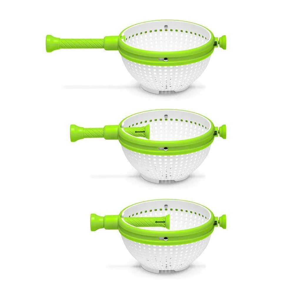 Manual Salad Spinner Bowl with Collapsible Handle and Quick Stop Mechanism All Vera Mart