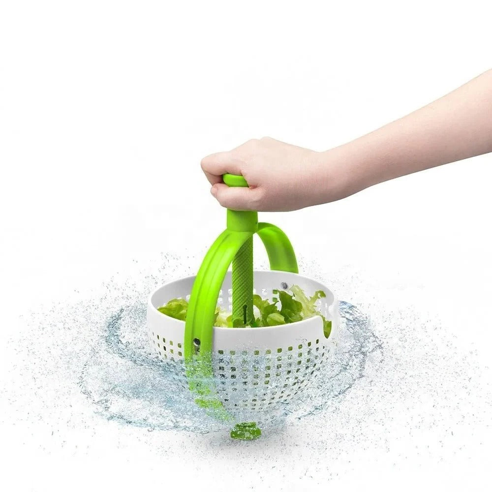 Manual Salad Spinner Bowl with Collapsible Handle and Quick Stop Mechanism All Vera Mart