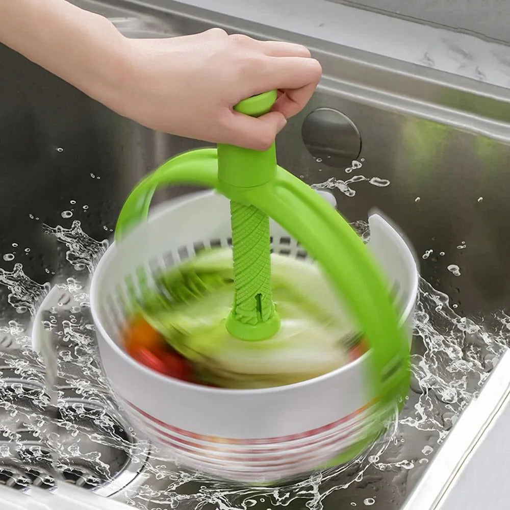Manual Salad Spinner Bowl with Collapsible Handle and Quick Stop Mechanism All Vera Mart