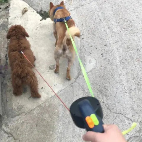 Dual Retractable Dog Leash with 360° Swivel and Built-In LED Light, 9.8 ft Per Lead All Vera Mart