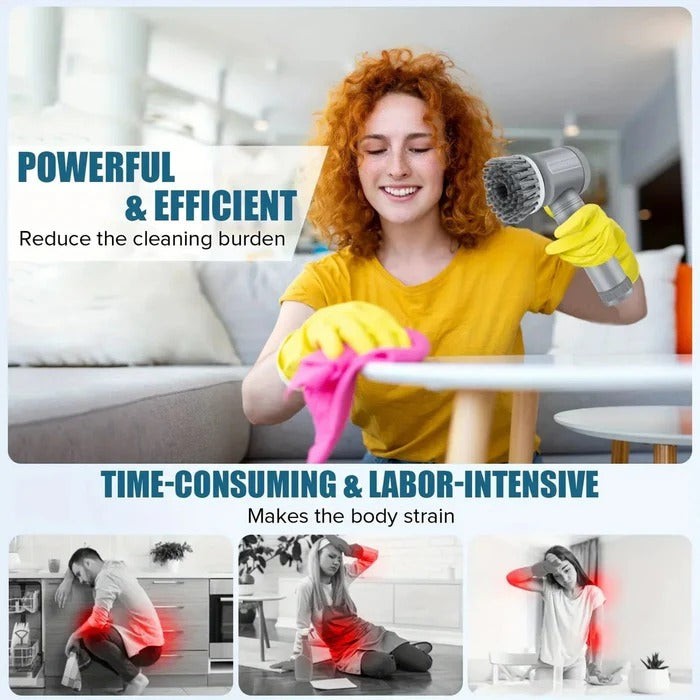 Electric Spin Scrubber with 450 RPM Motor and Six Brush Heads, 100-Minute Runtime All Vera Mart