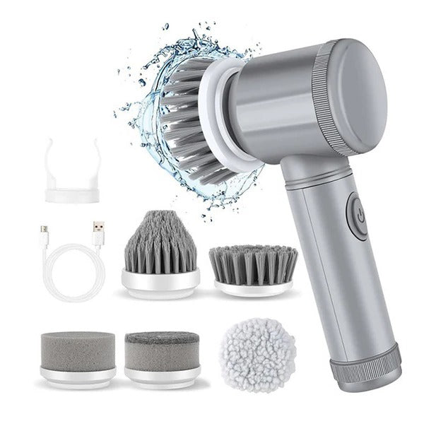 Electric Spin Scrubber with 450 RPM Motor and Six Brush Heads, 100-Minute Runtime All Vera Mart