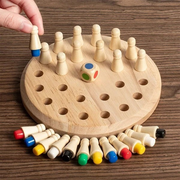Color Memory Matching Game with 24 Wooden Pegs and Dice for Ages 3+ All Vera Mart