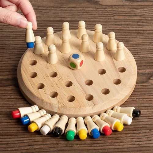 Color Memory Matching Game with 24 Wooden Pegs and Dice for Ages 3+ All Vera Mart