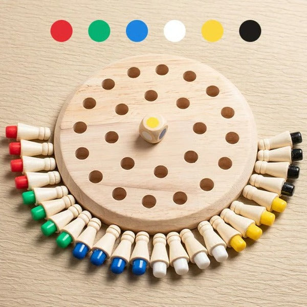 Color Memory Matching Game with 24 Wooden Pegs and Dice for Ages 3+ All Vera Mart