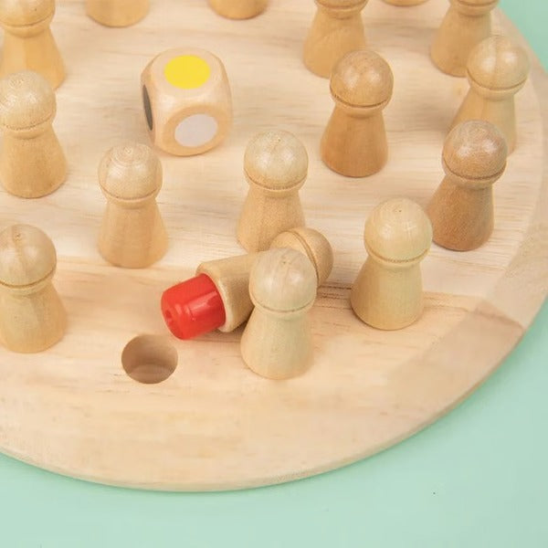 Color Memory Matching Game with 24 Wooden Pegs and Dice for Ages 3+ All Vera Mart