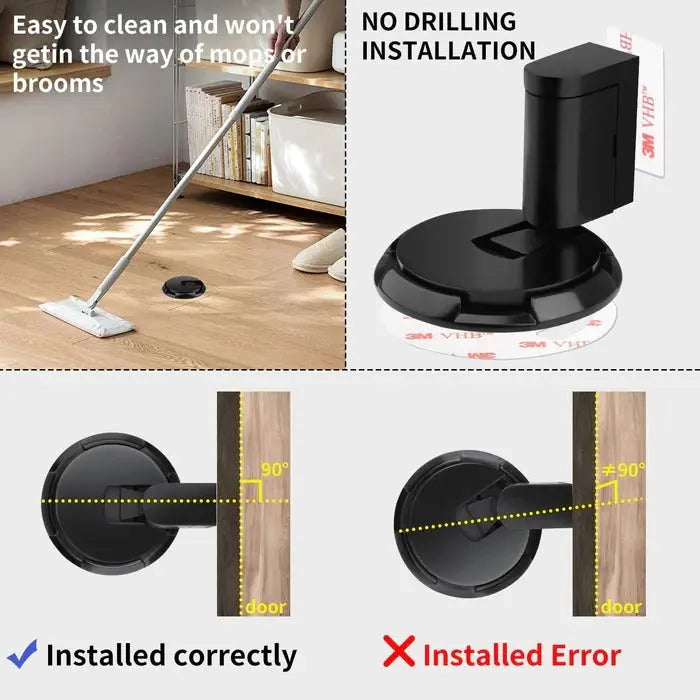 Adjustable Door Stopper with Locking Mechanism and Dual Mounting, Fits Up to 0.98 in Gap All Vera Mart