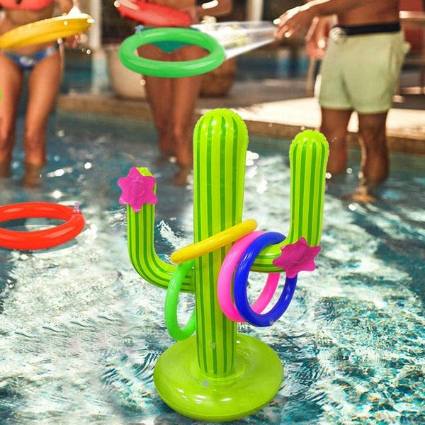 Pool Ring Toss Game with Inflatable Cactus and 6 Rings All Vera Mart