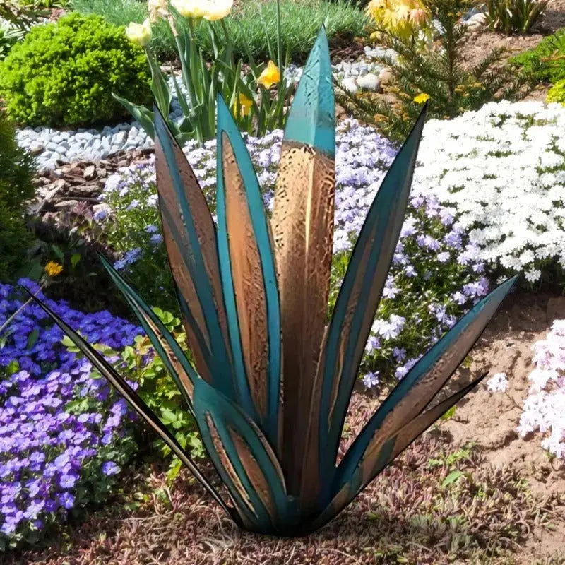 Metal Plant Sculpture with Weatherproof Steel and Rustic Finish, Indoor Outdoor Accent All Vera Mart