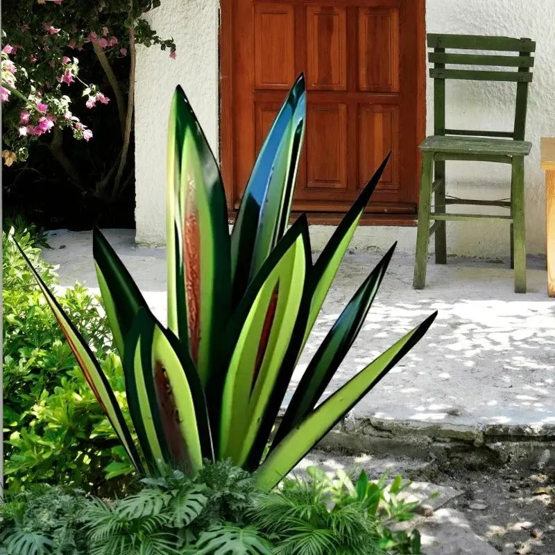 Metal Plant Sculpture with Weatherproof Steel and Rustic Finish, Indoor Outdoor Accent All Vera Mart
