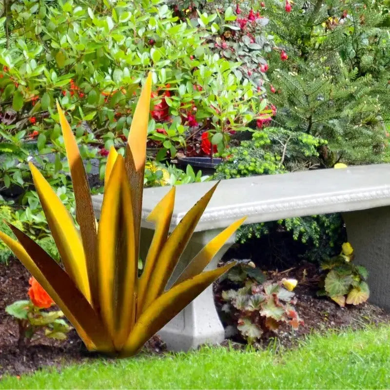 Metal Plant Sculpture with Weatherproof Steel and Rustic Finish, Indoor Outdoor Accent All Vera Mart