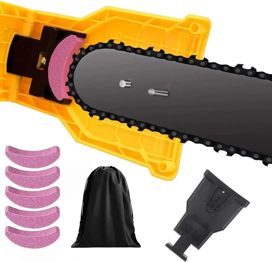 Chainsaw Chain Sharpener with Adjustable Dual Pin Mount and Portable Touch Up Stone All Vera Mart