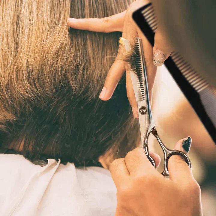 Hair Cutting Scissors and Thinning Shears with Sectioning Combs and Clips, 7-Piece Set All Vera Mart