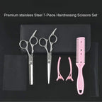 Hair Cutting Scissors and Thinning Shears with Sectioning Combs and Clips, 7-Piece Set All Vera Mart