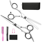 Hair Cutting Scissors and Thinning Shears with Sectioning Combs and Clips, 7-Piece Set All Vera Mart
