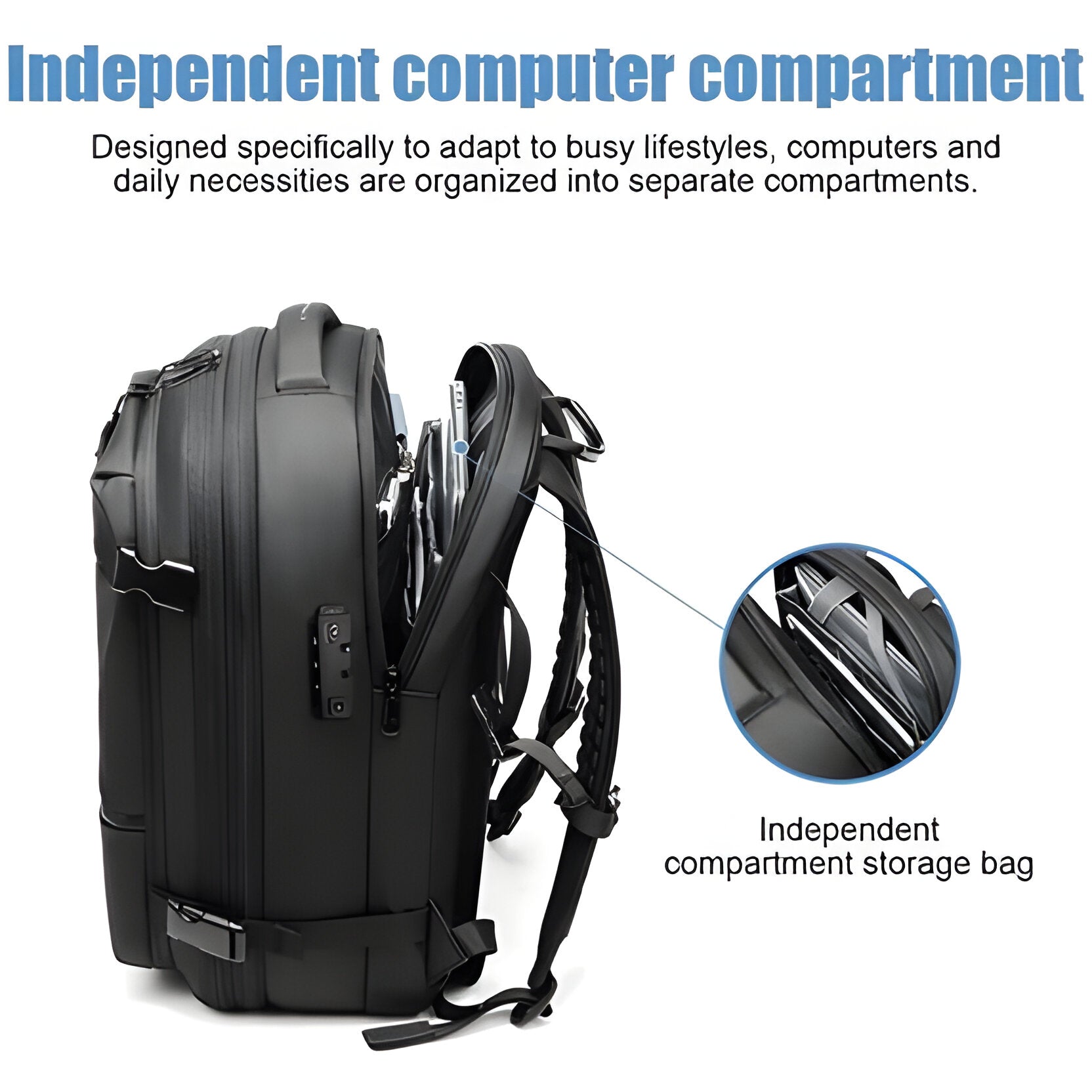 Travel Rucksack with Wet Dry Compartments and Compression Straps All Vera Mart