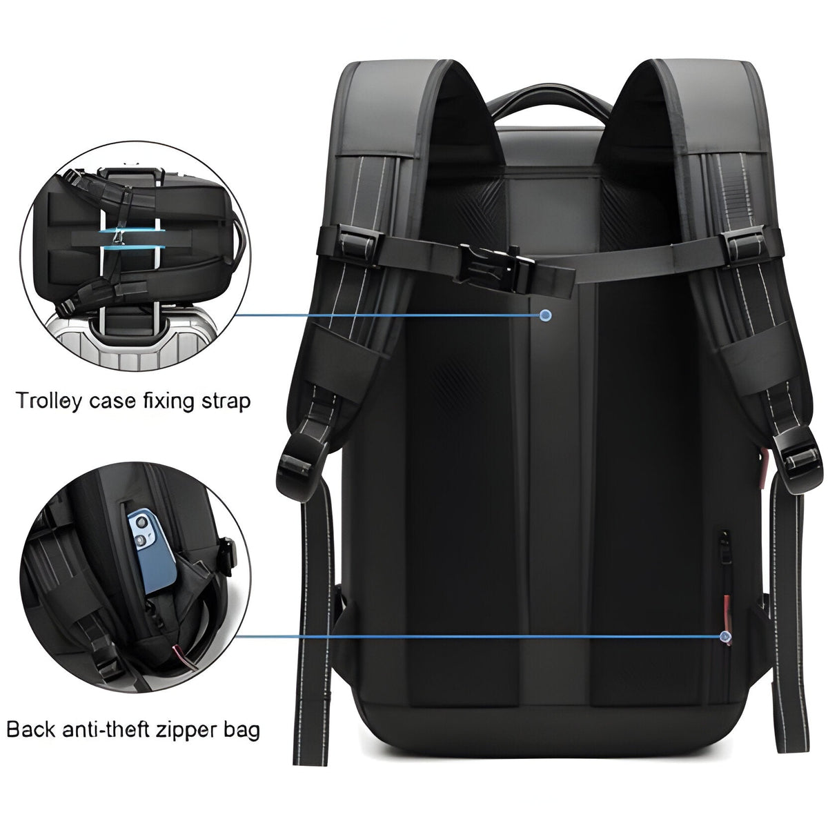 Travel Rucksack with Wet Dry Compartments and Compression Straps All Vera Mart