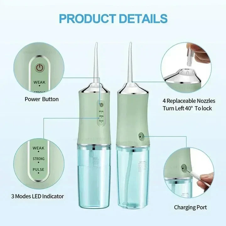Water Flosser with Pressurized Cleaning and Three Modes, Four Nozzles All Vera Mart