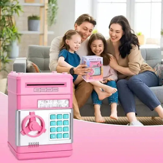 Kids Electronic Piggy Bank with Automated Bill Slot and Dual Lock Security, LED Prompts All Vera Mart