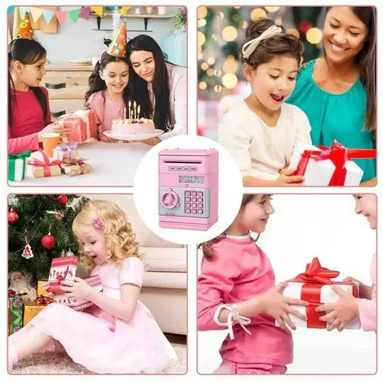 Kids Electronic Piggy Bank with Automated Bill Slot and Dual Lock Security, LED Prompts All Vera Mart